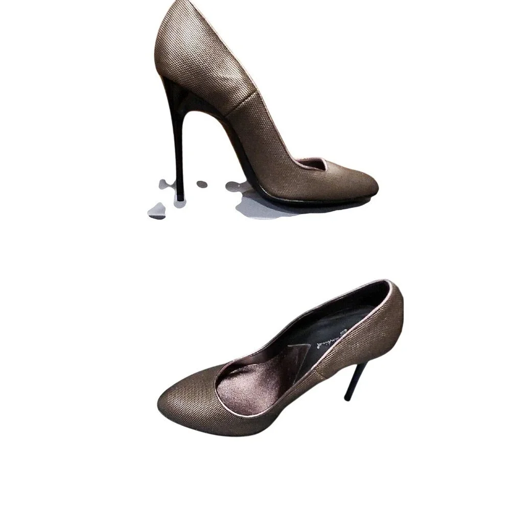 7 For All Mankind Elizabeth Pumps Gunmetal Metallic Shoes Stiletto Heels 8 M